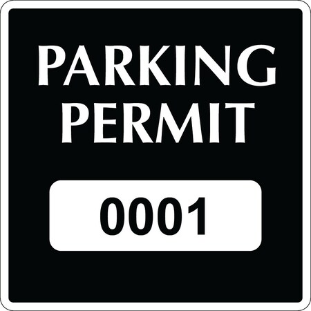 Lustre-Cal Vinyl Permanent Parking Permit Black 3in x 3in  Square Serialized 001-050, 50PK 253748PvWh1KSq0001
